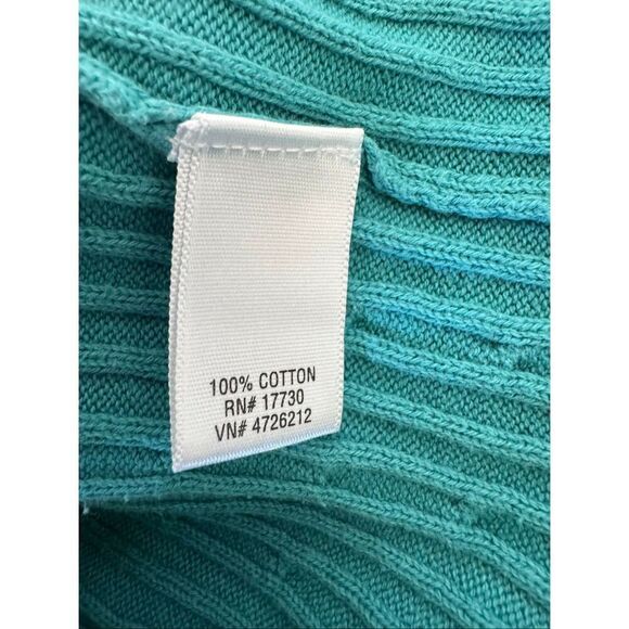 Cherokee XL women’s green textured sweater shirt  v-neck teal 100% cotton - Picture 3 of 5